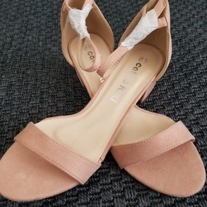 Blush Strappy Low Heel Sandals